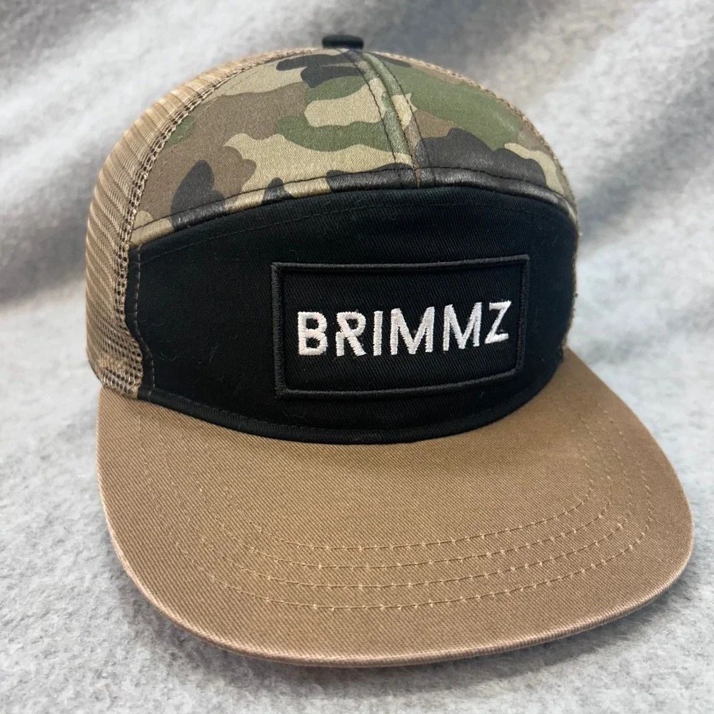 Brimmz Patch Kids Brown Camo Brimmz Trucker Hat Mesh Snapback Flat Brim Size M